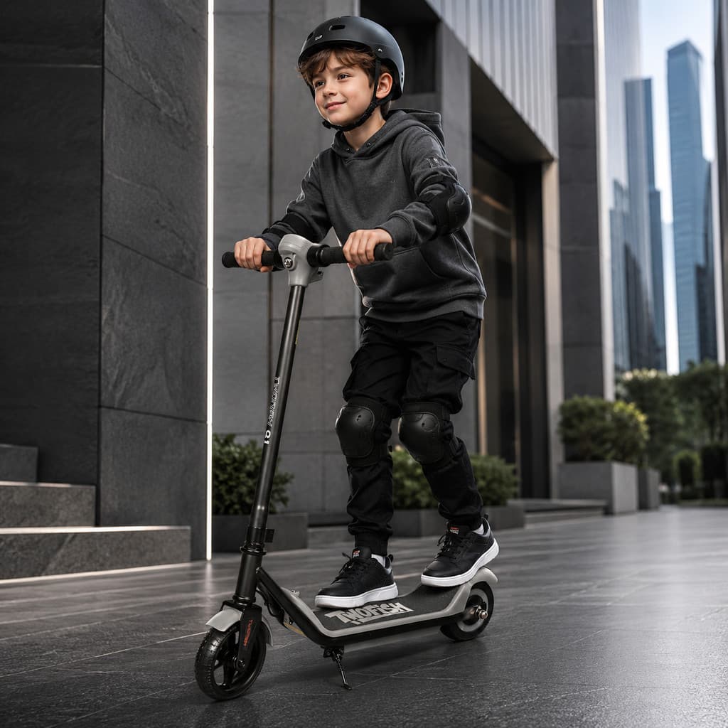 Patinete Elétrico Infantil Two Fish Q1 15km/h Autonomia 8km LED com Kit Proteção