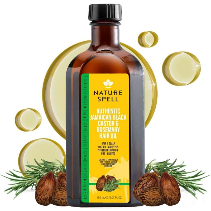 Mistura de Óleo de Rícino e Alecrim Jamaicano da NatureSpell, adequada para cabelo e couro cabeludo, óleo pré-diluído fo