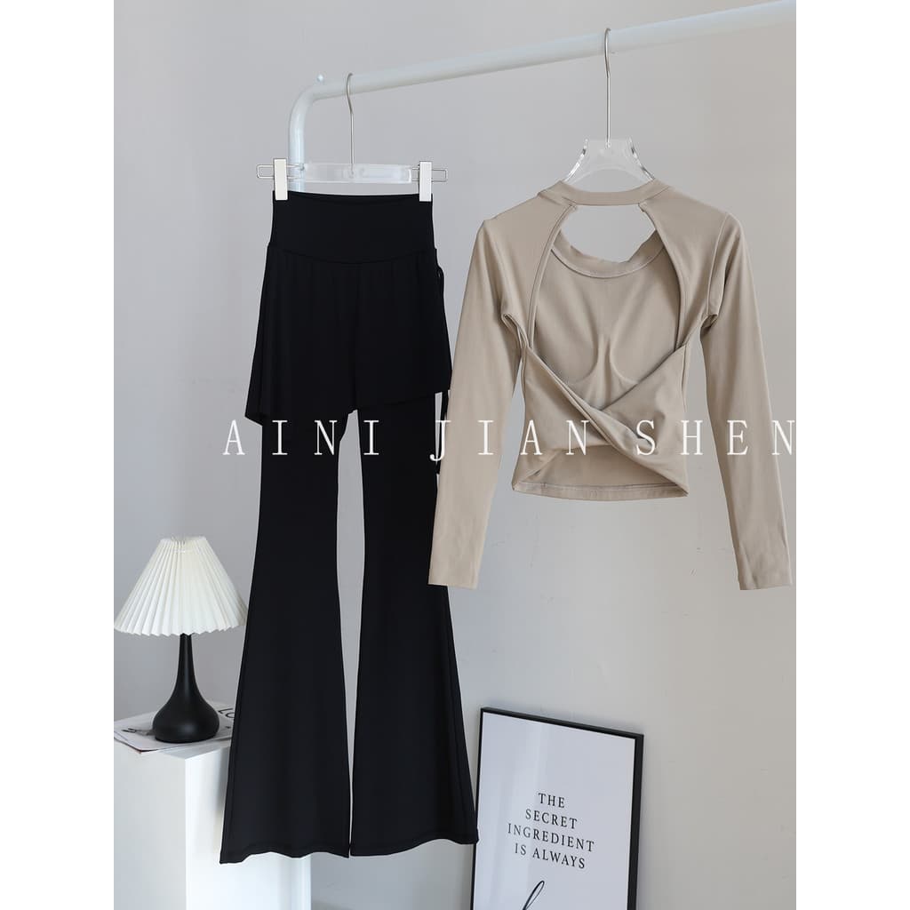 Yoga Wear terno feminino bela cinta almofada no peito de secagem rápida correndo esportes de manga comprida Pilates trei