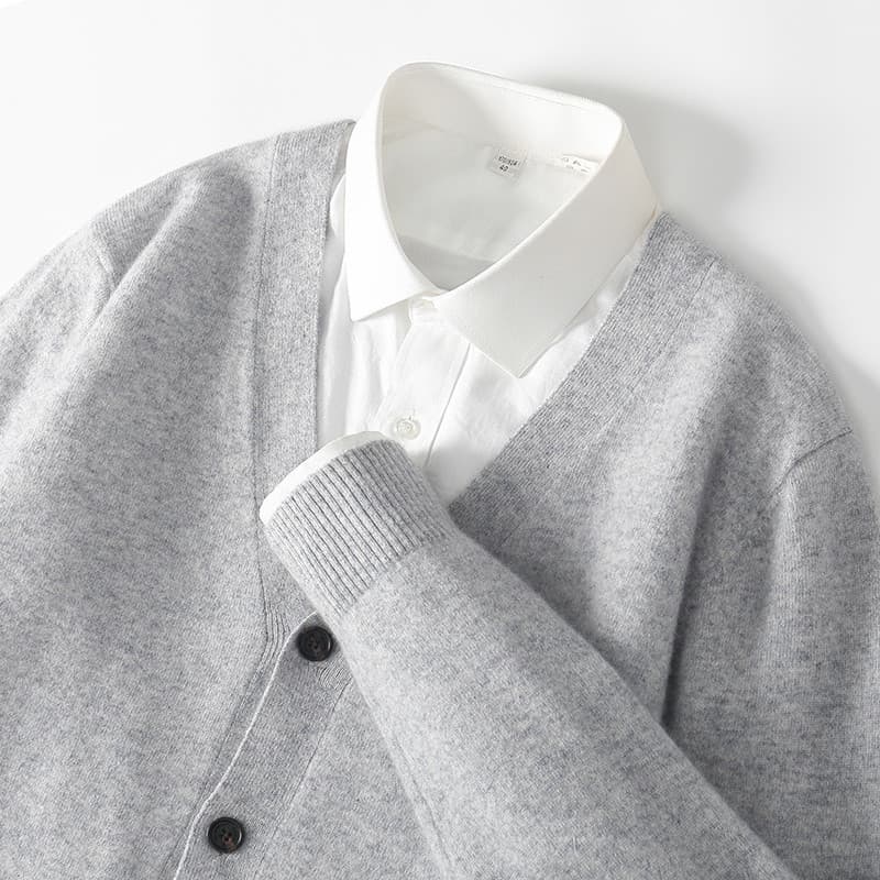 Outono inverno novo estilo masculino com decote em V Cardigan abotoado jaqueta solta Casual malhas camisola