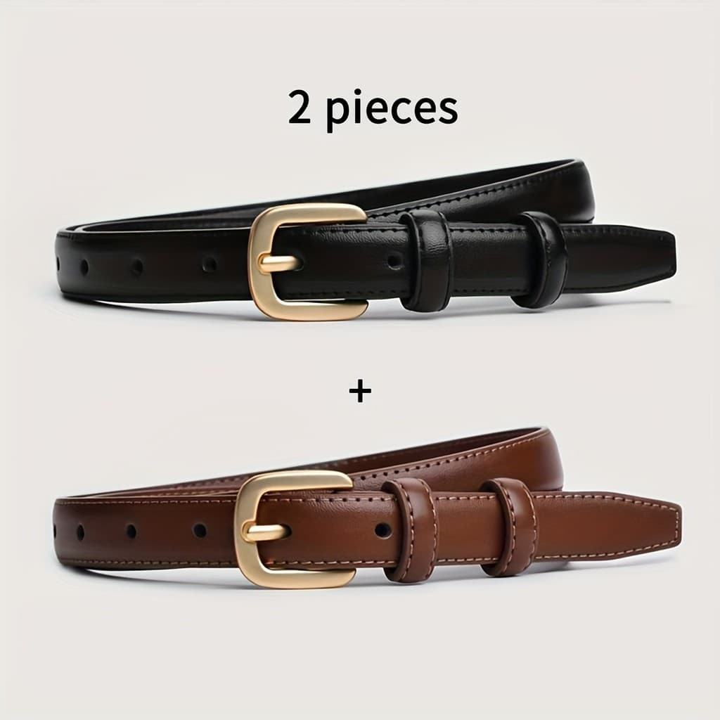2-pack Cinto Casual de Moda com Sensação Simples e de Alta Qualidade, Cinto de Fivela de Agulha com Duplo Loop,