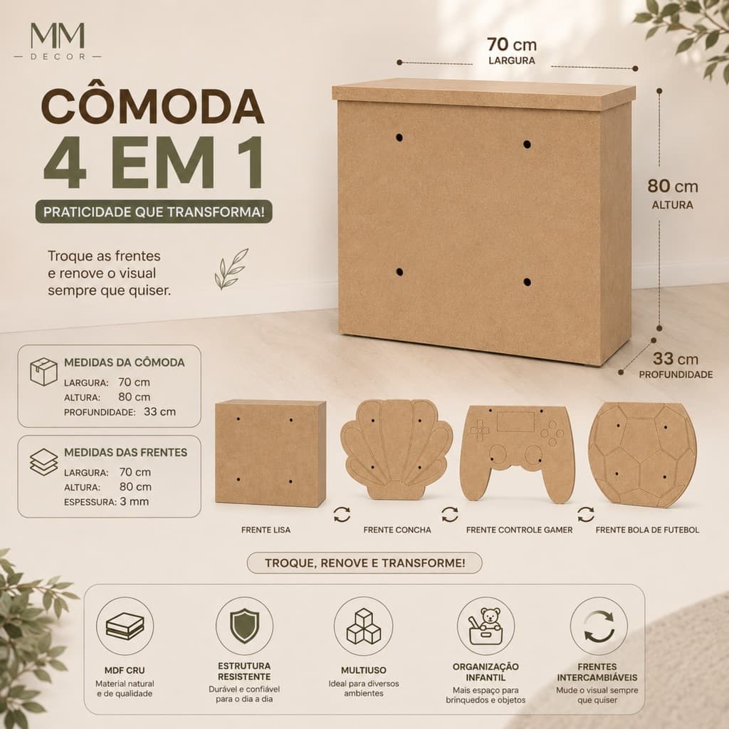 Mesa Fake Cenográfica 4 em 1 MDF para Mesa Principal de Festa