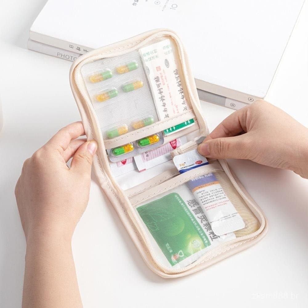 Mini bolsa de medicamentos para viagem, bolsa de armazenamento de suprimentos médicos, kit de primeiros socorros portáti