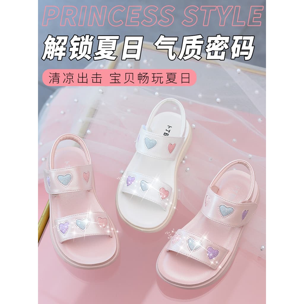 Meninas sandálias crianças sapatos de praia 2026 novo estilo verão dedo do pé aberto sola macia leve sapatos infantis fe