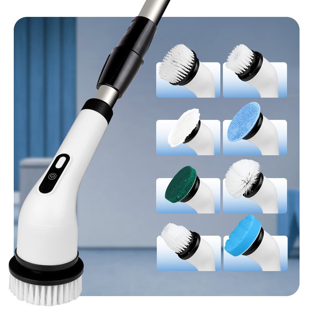 Multifuncional escova de limpeza elétrica purificador de chão Multi-cabeça substituível extensível piso doméstico esfreg