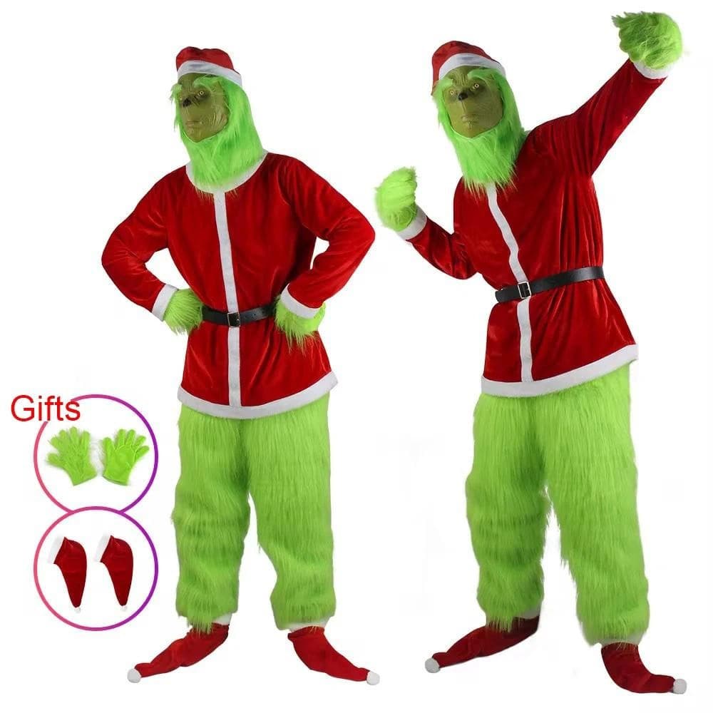 Novo Traje de Cosplay de Natal para Festa, Fantasia de Papai Noel, Monstro Estranho de Cabelo Verde, Grinch P5UZ