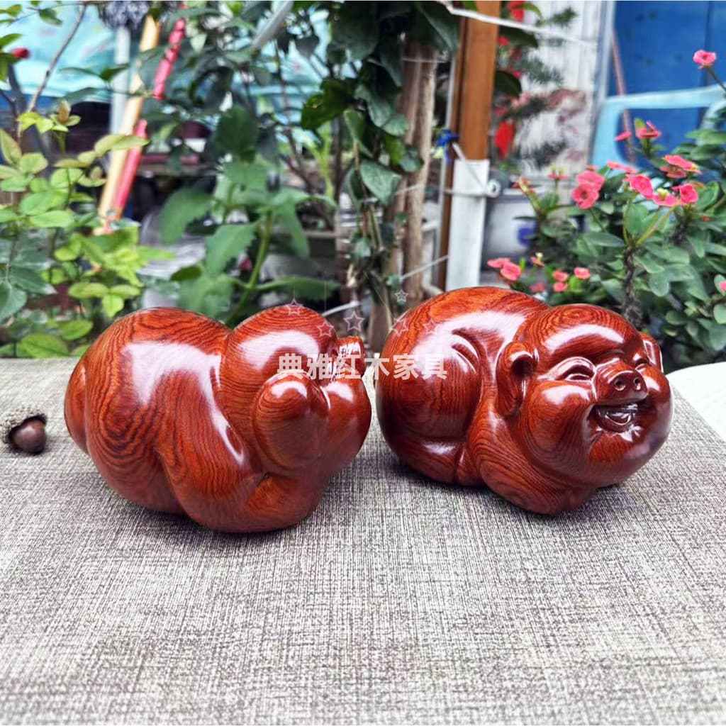 Grande fruta vermelho sândalo leitão ornamentos mianmar jacarandá casal sorte porco ornamentos de madeira inteira presen