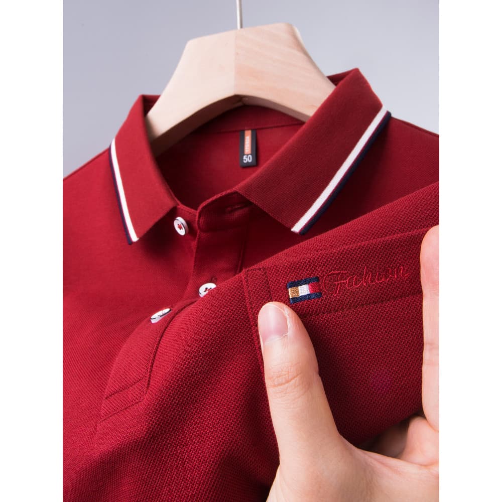Camiseta masculina de manga curta com bolso pai de meia-idade verão topo gelo seda Benming ano vermelho feliz vovô banqu
