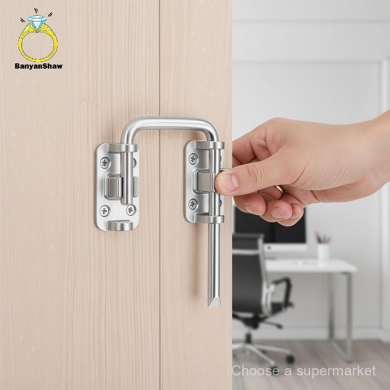 Fechadura de porta em aço inoxidável, sem necessidade de furação, trava antirroubo, pode ser girada 90 ou 180 graus, ade