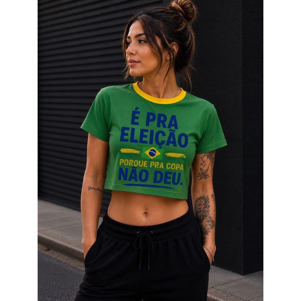 Cropped Camiseta Feminino Algodão 30.1 Estampado Frase Divertida