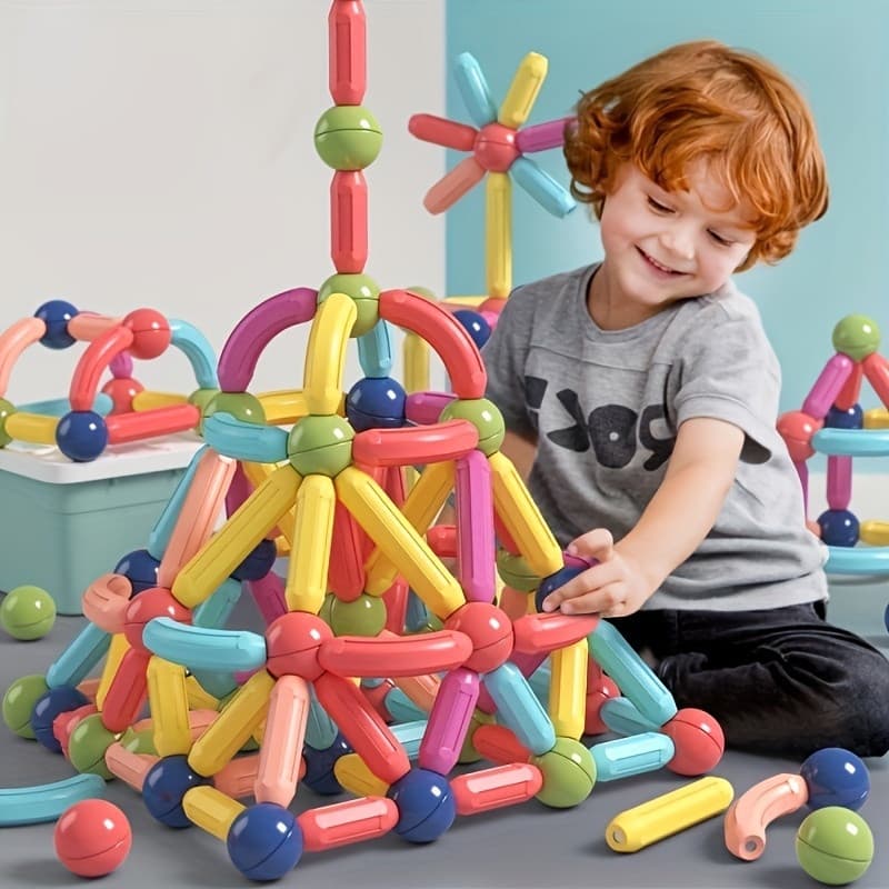 Brinquedos de Blocos Magnéticos para Crianças, Conjunto de Construção STEM com Ímãs de Grande Tamanho DD8E