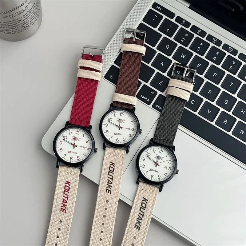 Relógio com pulseira de lona unissex simples High-End exclusivo Casual