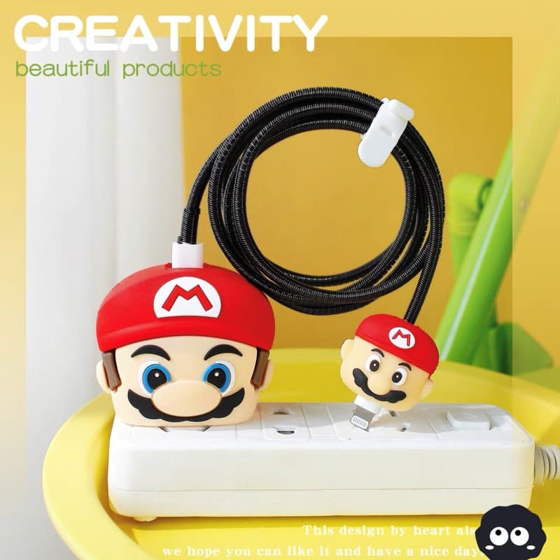 Capa Protetora para Cabo de Carregamento Digital Super Mario, adequada para carregador de iPhone 18/20w 7FF0