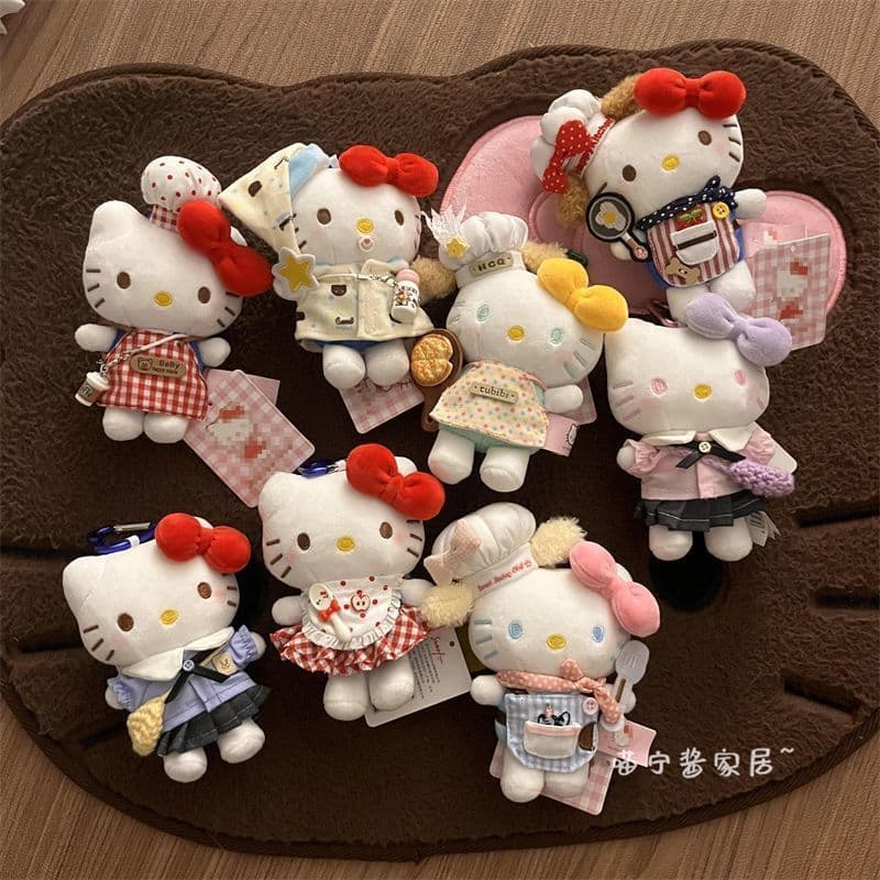 Bonito gatinho saco pingente pingente maçã vermelha KT gato boneca presente da menina chaveiro presente de aniversário p