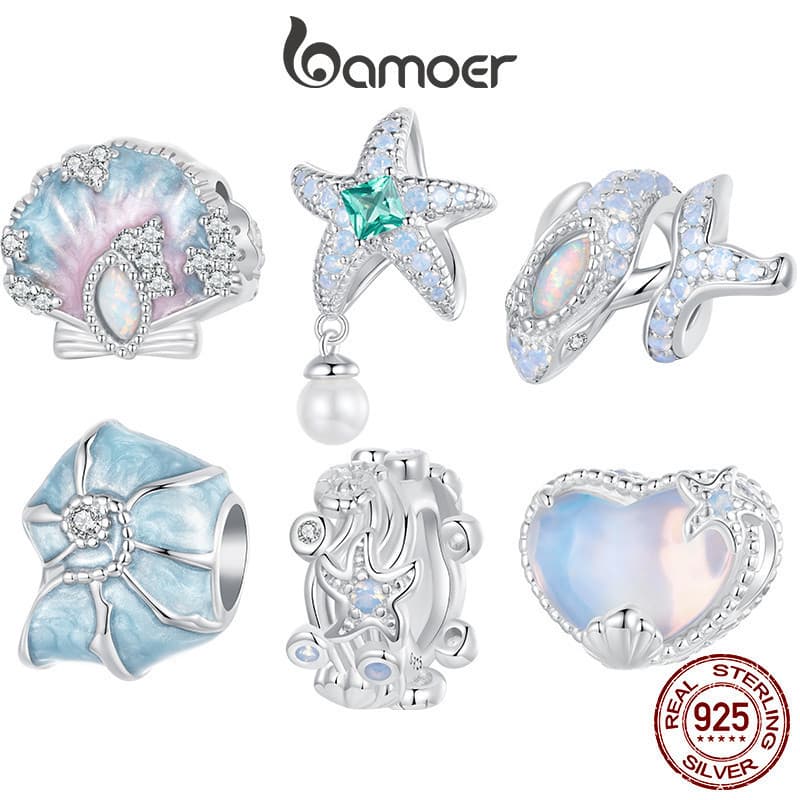 Bamoer 925 Prata Baleia Estrela Concha Azul Oceano Presente ​     J7NO