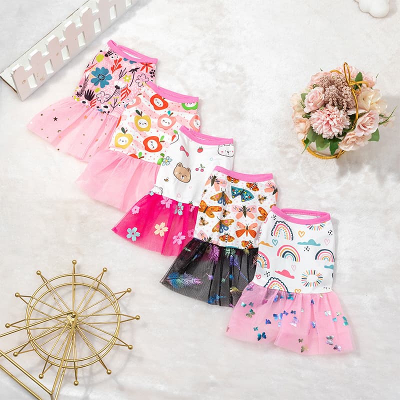 Primavera verão roupas fonte fábrica roupas para animais de estimação saia roupas para cães saia de gato bonito princesa