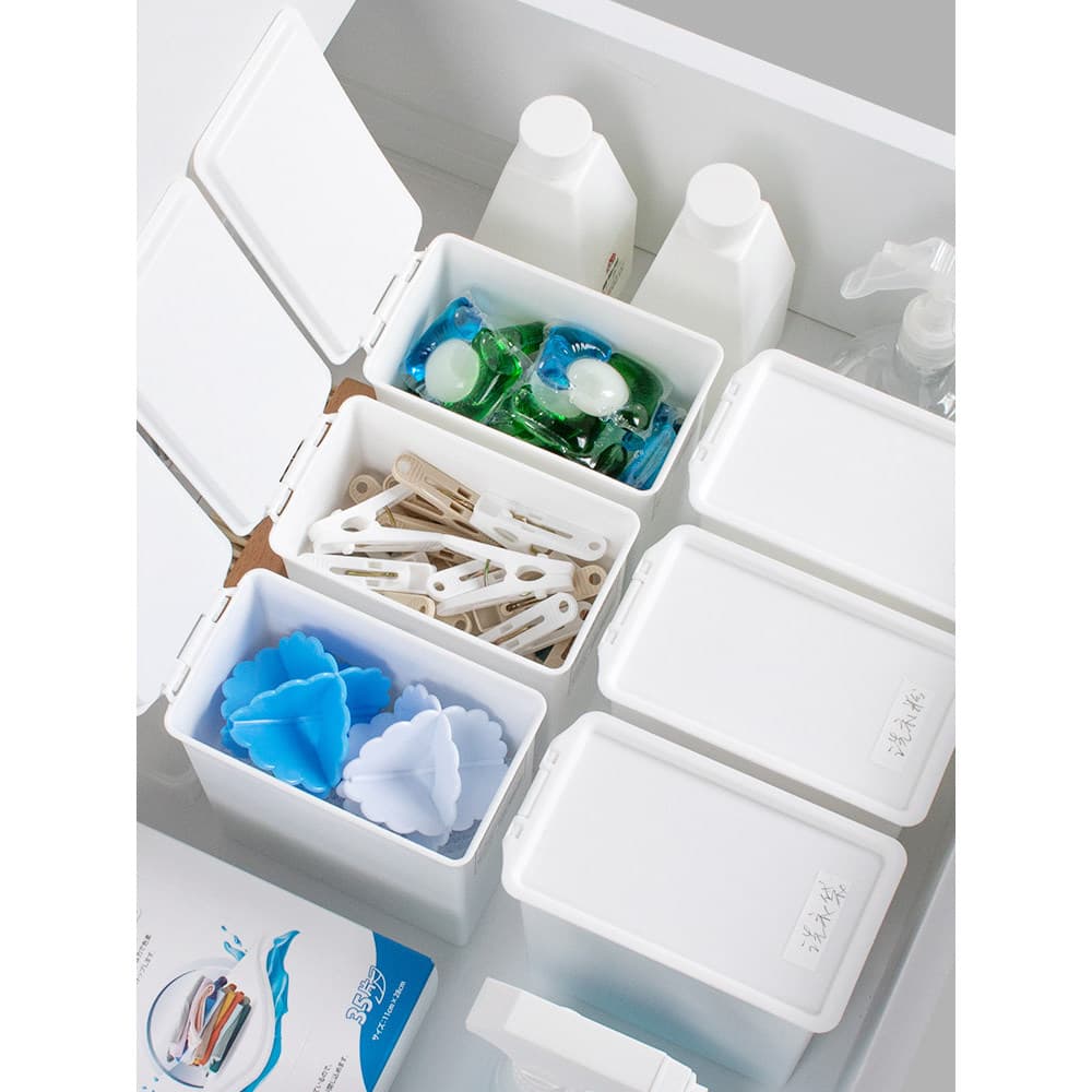 Bangjiayi estilo japonês Clamshell caixa de armazenamento de cosméticos com tampa saco de lixo de mesa batom mudança peq
