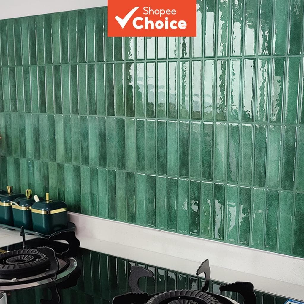 Adesivo De Parede De Azulejo Verde 3D À Prova D'água Casca E Bastão Backsplash Para Cozinha Banheiro 10X10Inch 1Pc