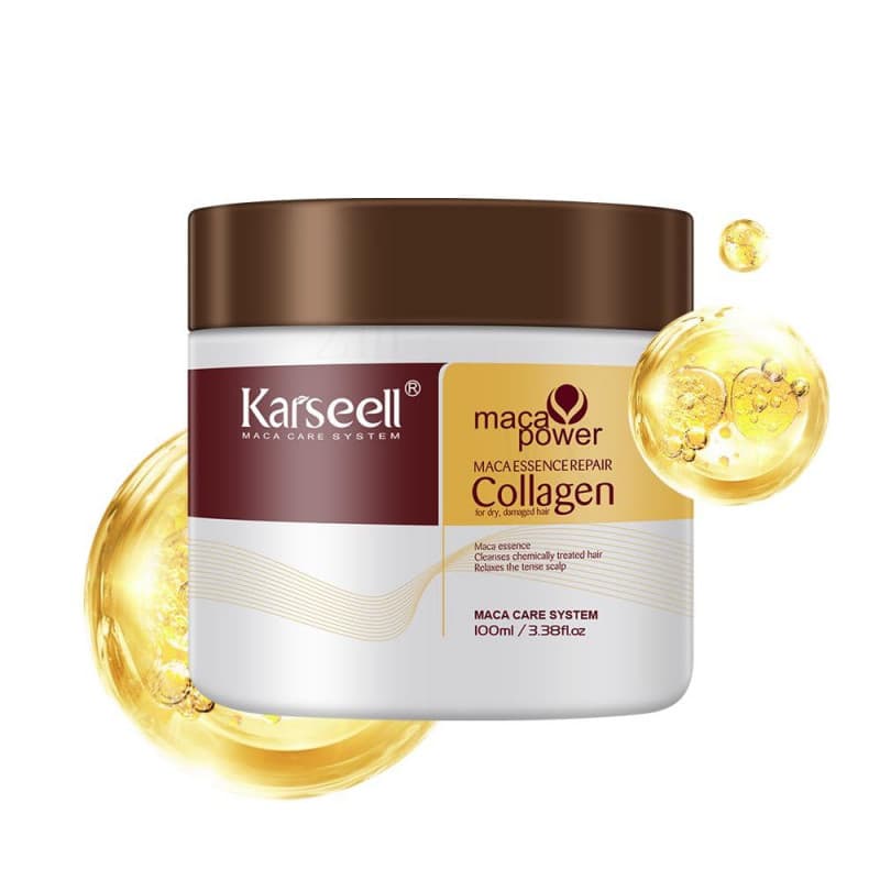 3.38oz 100ml Casel Máscara Capilar de Colágeno com Óleo de Argan para Reparação Profunda e Condicionamento, Essência par