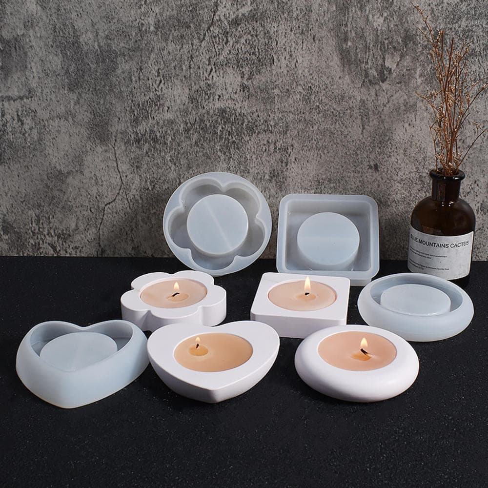 DIY Cimento Concreto Gesso Perfumado Castiçal Amor Coração Geométrico Redondo Flor Vela Molde De Silicone