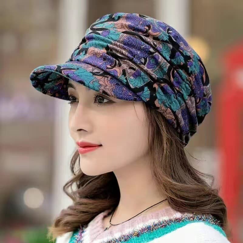 Boné de pico feminino outono inverno velo-velo quente multifuncional babador chapéu elegante All-Match chapéu de confina