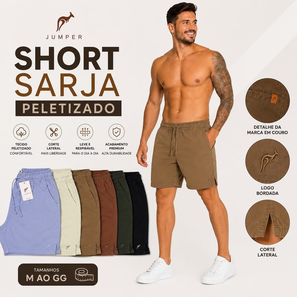 Short Sarja Peletizado Premium Masculino - JUMPER
