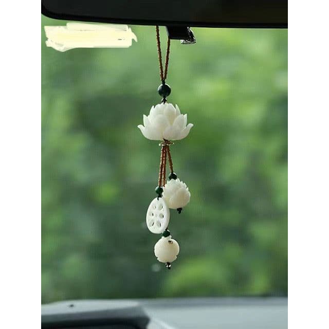 Pingente de carro Bodhi Lotus de alta qualidade e elegância, um acessório seguro para o interior do carro, ornamento par