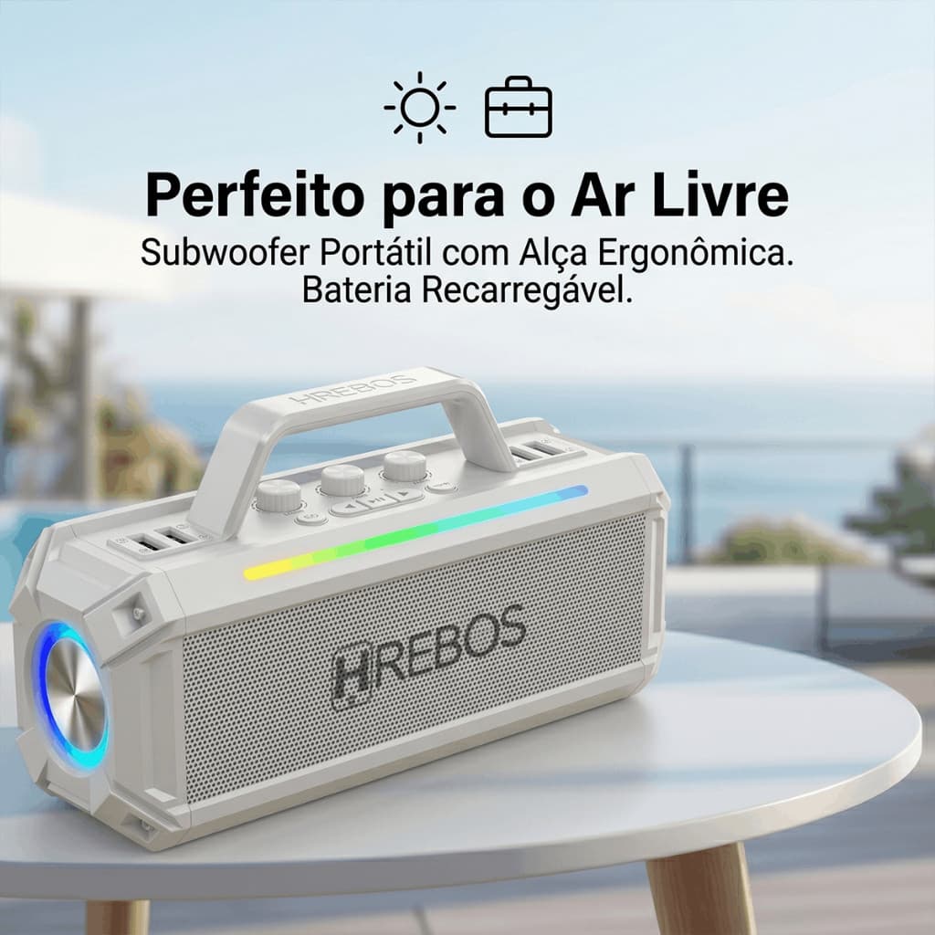 Conjunto caixa de som com 2 microfones sem fio alcance de 50m para festas residenciais