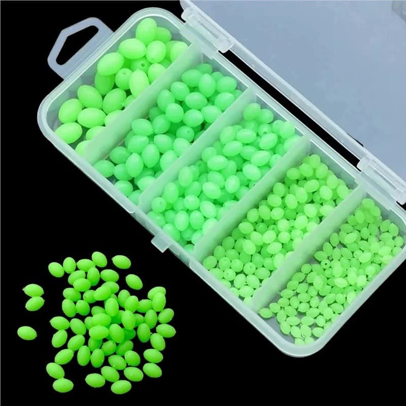 375 Peças/Conjunto de Iscas Luminosas Noturnas para Pesca, Contas Rígidas, Minhocas Macias, Iscas Brilhantes para Pesca