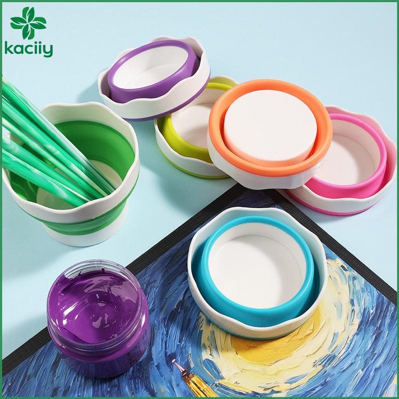 KC Silicone Dobrável Mini Buet Para Lavar Pincel De Pintura Ferramentas De Desenho Em Aquarela Paleta