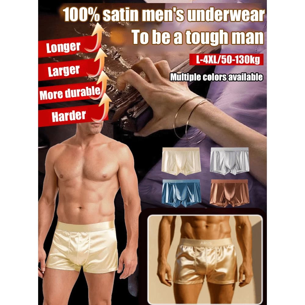 【Conforto Masculino】Cuecas Boxer Masculinas de Cetim/Seda Gelada com Sensação Refrescante para Homens
