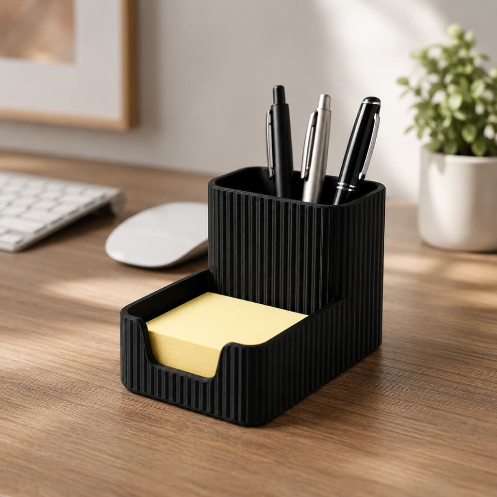 Organizador de Mesa Post-it Canetas Escritório Home Office Preto 3D