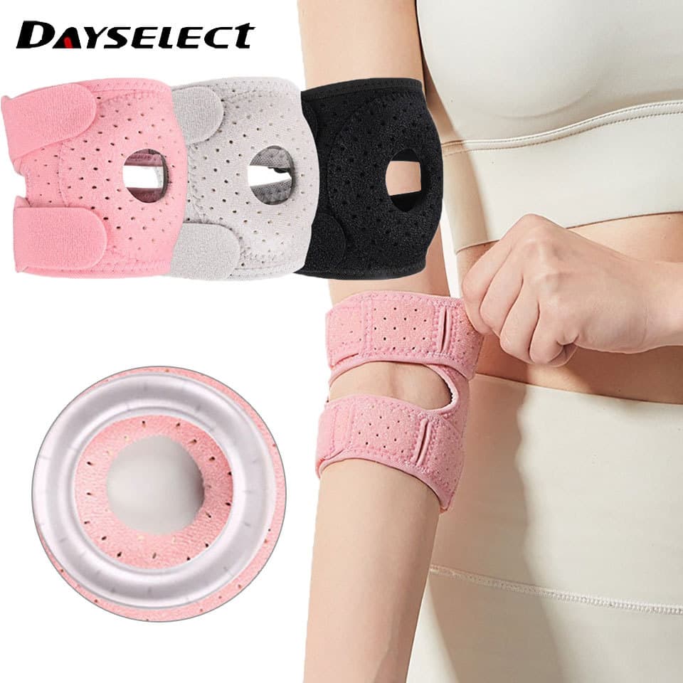 DAYSELECT 1 Peça Esportiva De Silicone Ajustável Respirável À Prova De Choque Fitness Badminton Cotovelo Cinta