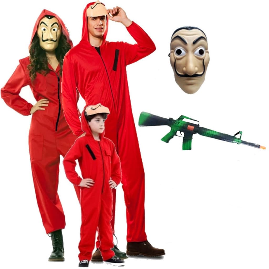 Máscara de Metralhadora de Plástico para Fantasia de Money Heist para Crianças e Adultos Cosplay V7HQ
