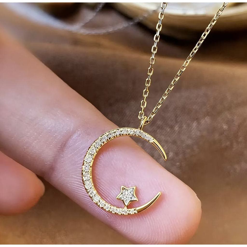 Estrela Lua Presente Colar 1pc Luxo Clavícula Corrente Estudante Para Mulher super Espumante Requintado Zircão Temperame