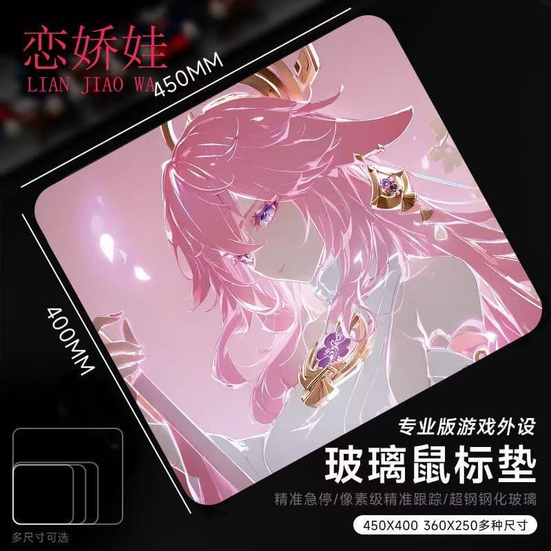 2026 novo produto Anime bidimensional vidro fotovoltaico Mouse pad Streamer beleza jogo de jogos temperado resistente ao