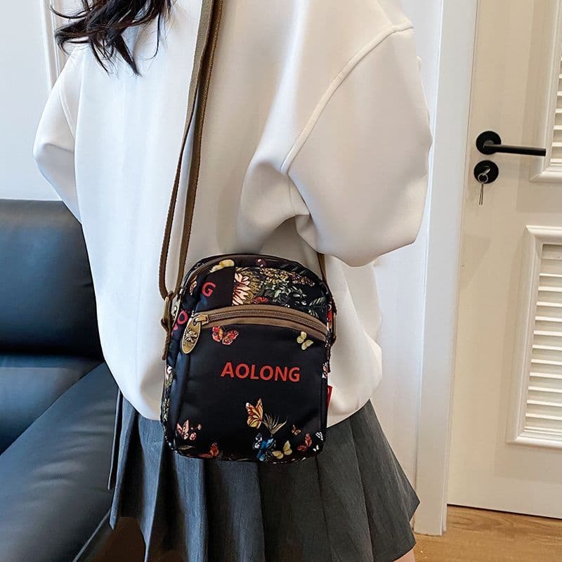 Bolsa de ombro feminina Aolong, pequena bolsa transversal, para celular, bolsa portátil 2 em 1 popular e resistent