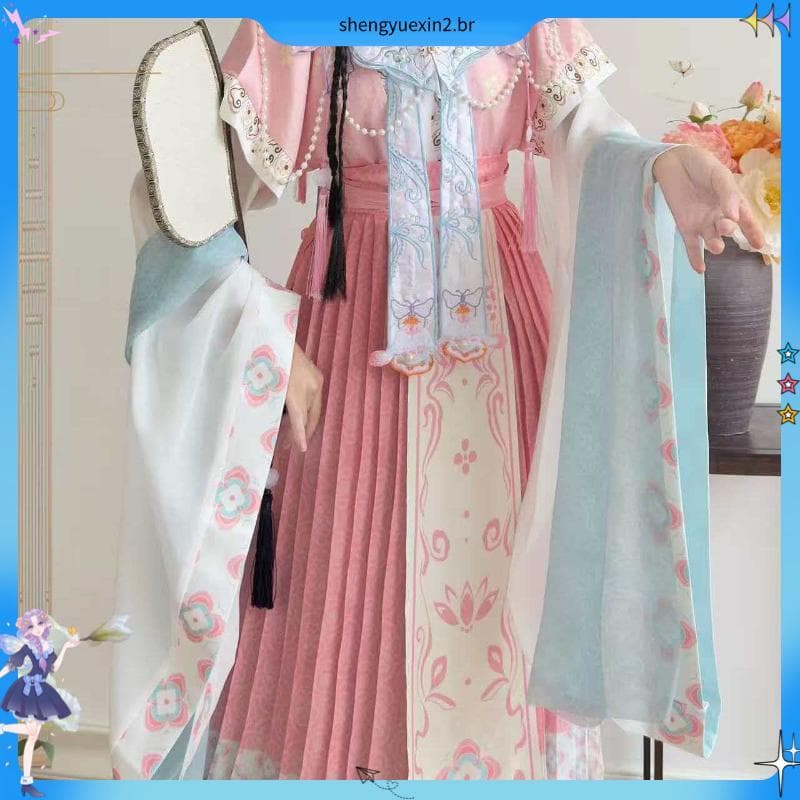 Fengjin Original Lin Daiyu cos Roupas cos Baodai Daiyu cos Sonho de Mansões Vermelhas Antigo Bordado Nuvem Ombro Hanfu C