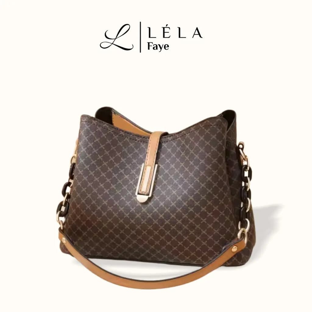 Bolsa Vintage Faye-LELA Estampada em PU, Bolsa Transversal Retro para Mulheres, Estilo Coreano Casual