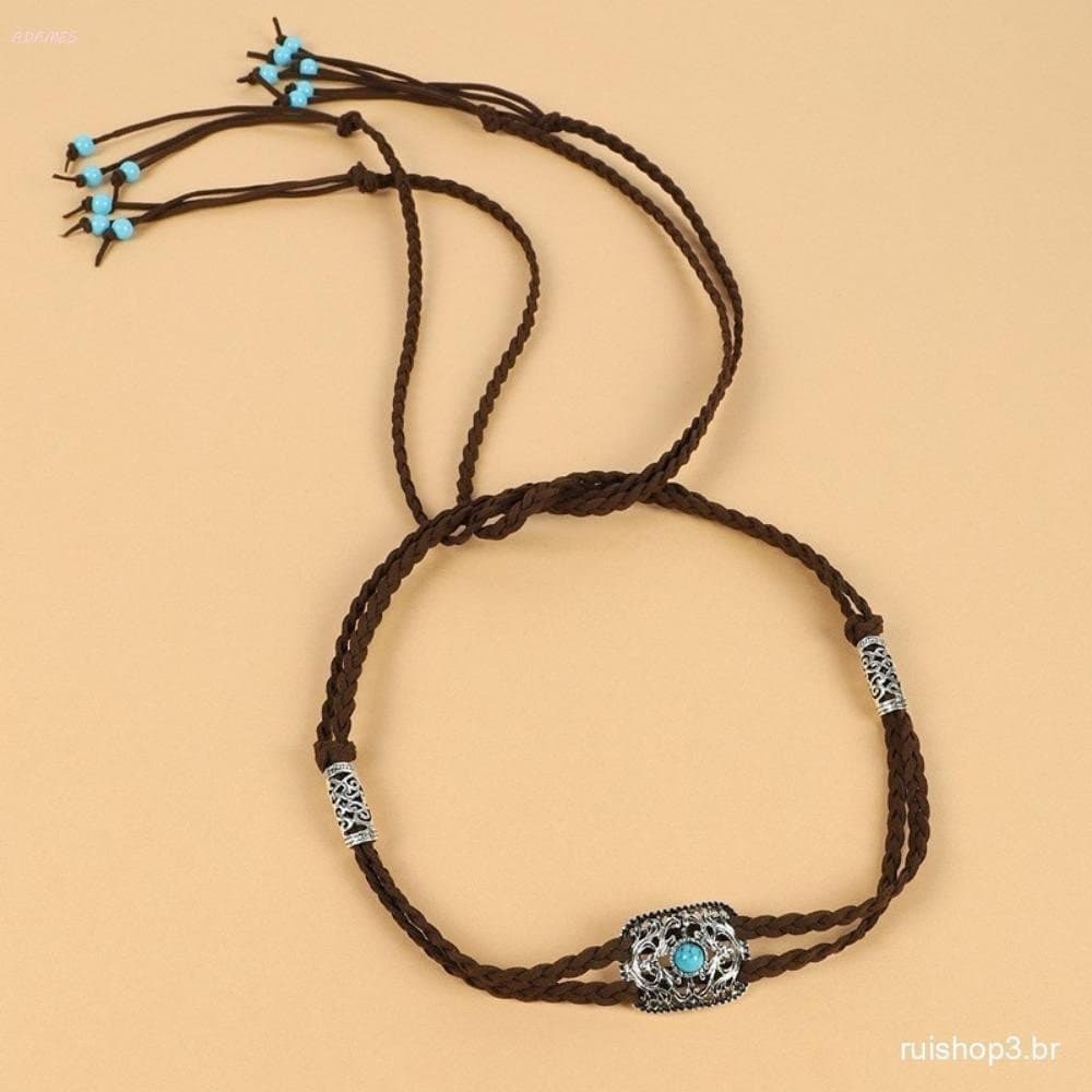 Corrente de Cabeça para a Testa, Tiara de Tecido Estilo Étnico Retrô, Acessórios de Cabelo para Dança Tibetana com Franj