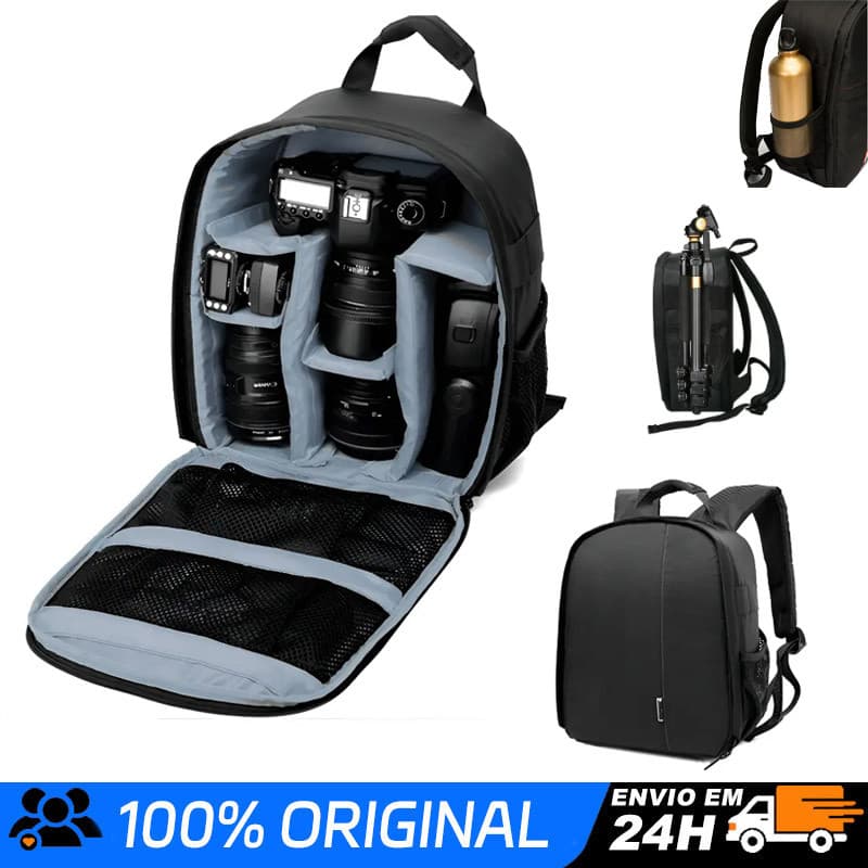 Mochila Para Fotografia Cameras Lentes E Acessórios 34*27cm