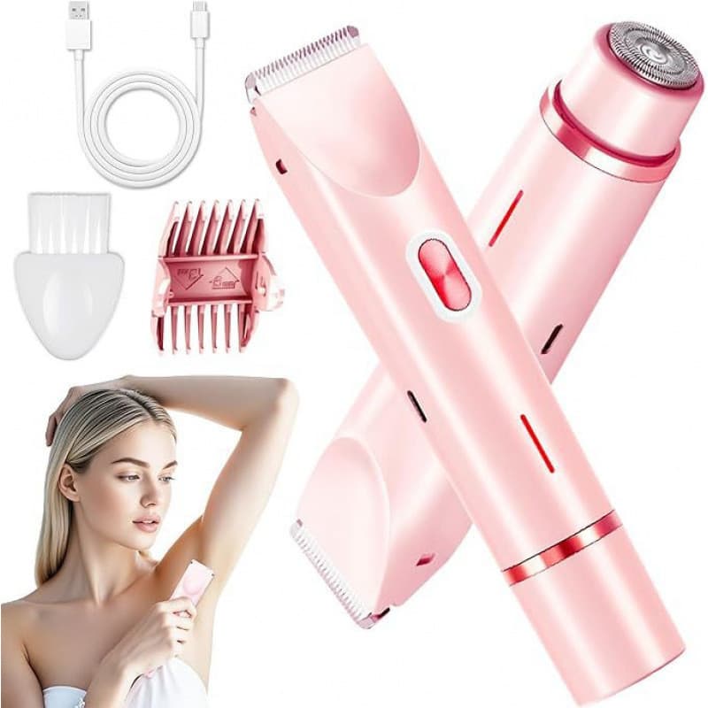 Barbeador elétrico feminino recarregável, à prova d'água, duas cabeças, corpo inteiro, molhado, seco, dupla utilização,