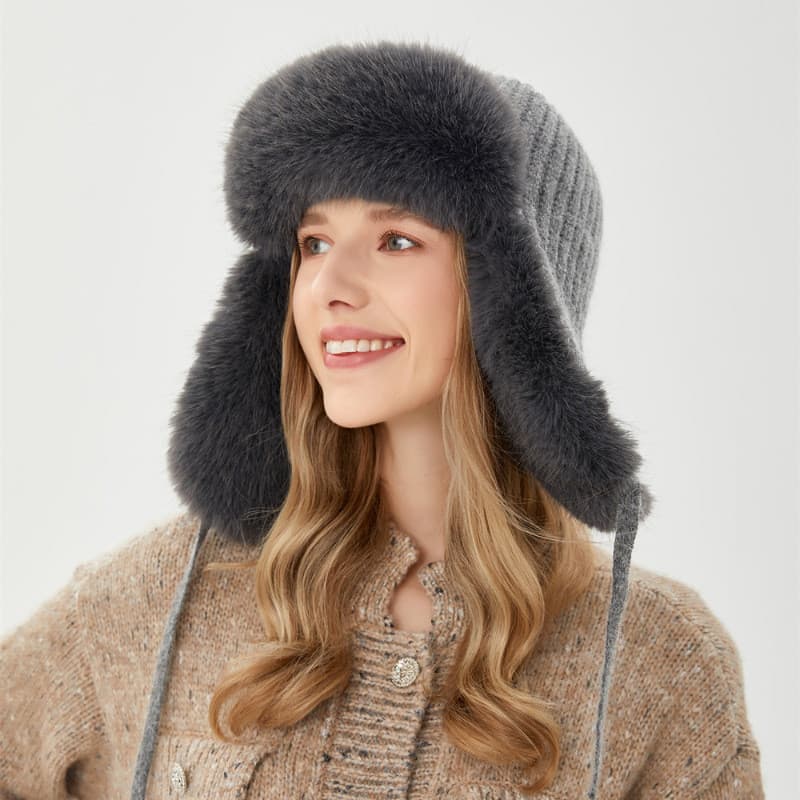 Gorros Chapéus Bomber De Inverno Pilot Trapper Aviator Cap Faux Rabbit Fur Earflap Snow