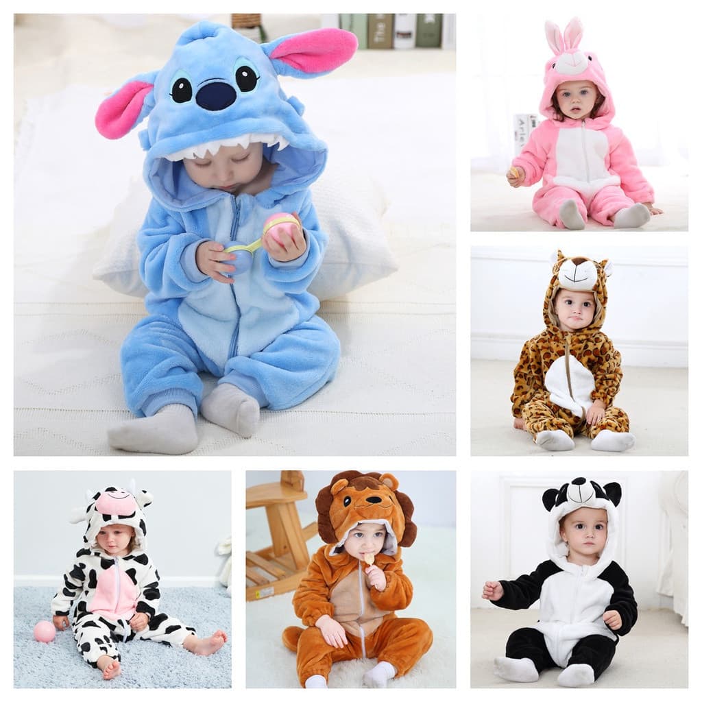 Macacão Kigurumi de Bebê Leão, Vaca, Coelho, Tigre, Fantasia de Animal para Crianças, Meninos e Meninas, Pijama Cosplay