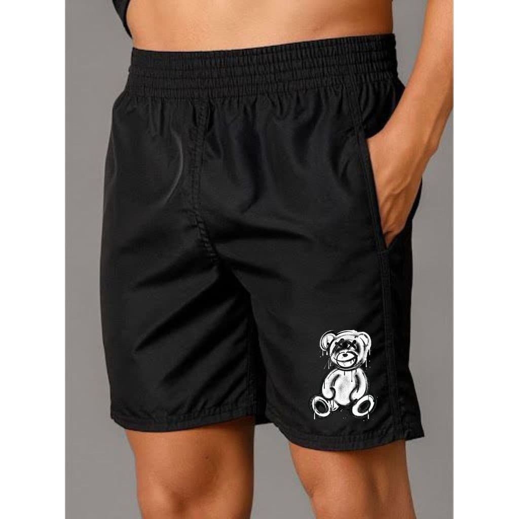 Short Bermuda Tectel Masculino Urso Ted Treino Academia Praia Com Elastano E Bolso Moda