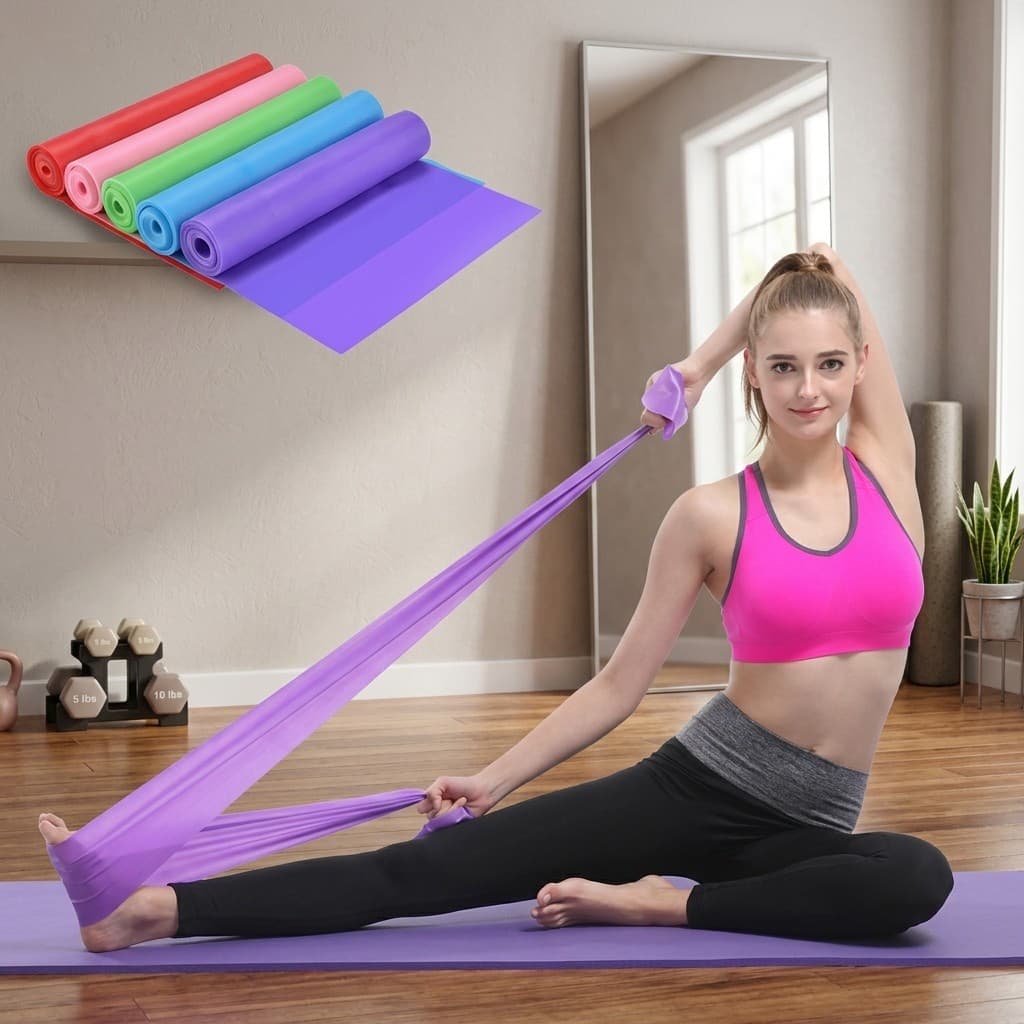 Faixa Elastica Pilates E Yoga 1.5m Alongamento Corporal Flexibilidade Elastico De Resistencia Treino Fisico