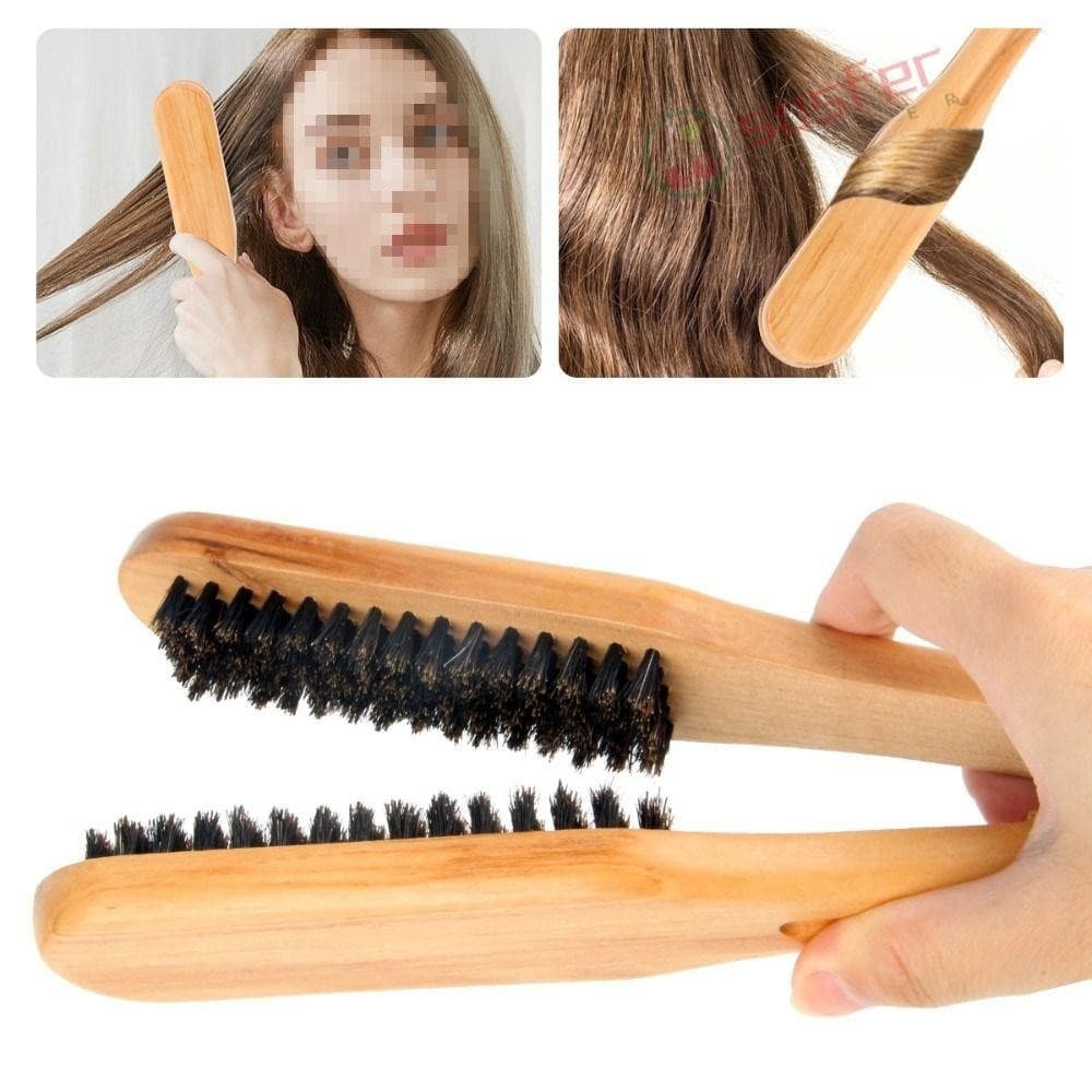 Escova alisadora, escova profissional em formato de V duplo, escova antiestática para cabelo feminino YJEZ