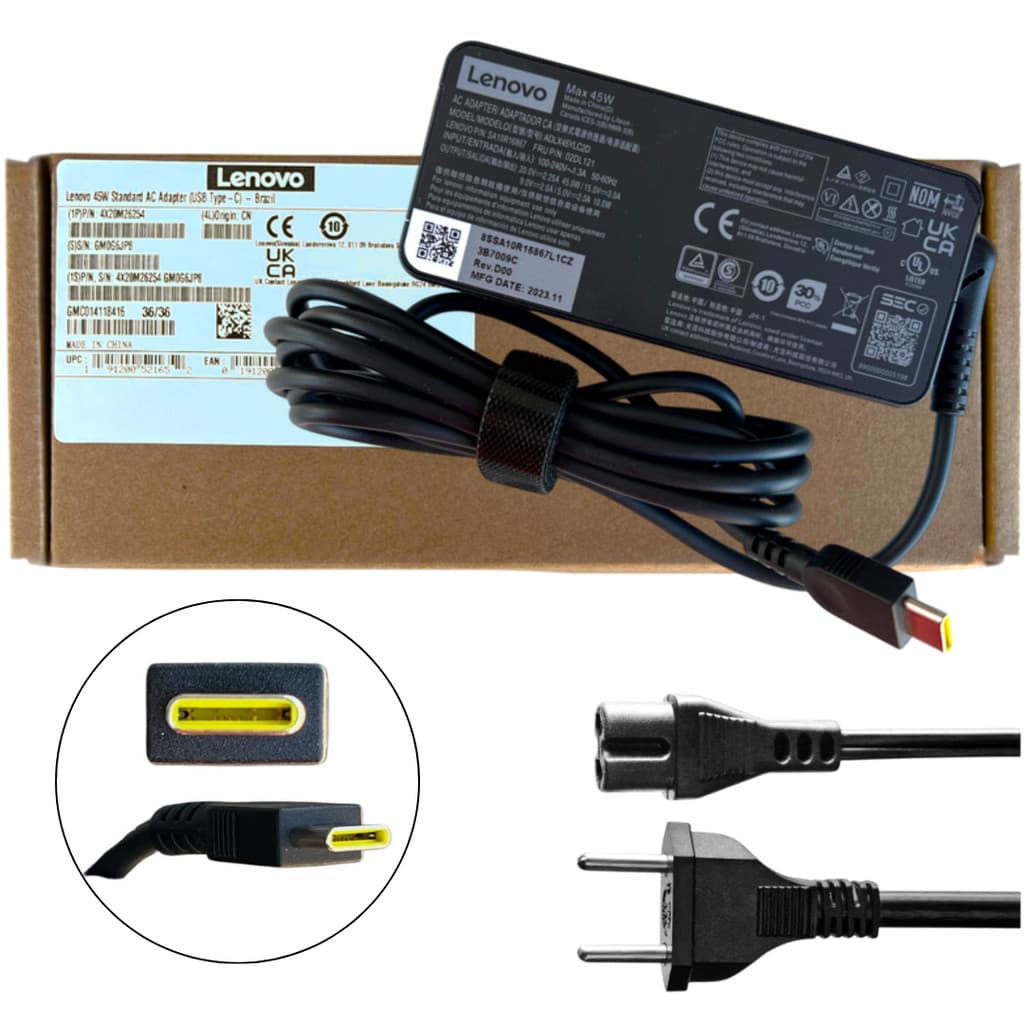 Lenovo Original 45w Usb-c Carregador Fonte Para Notebook Pc