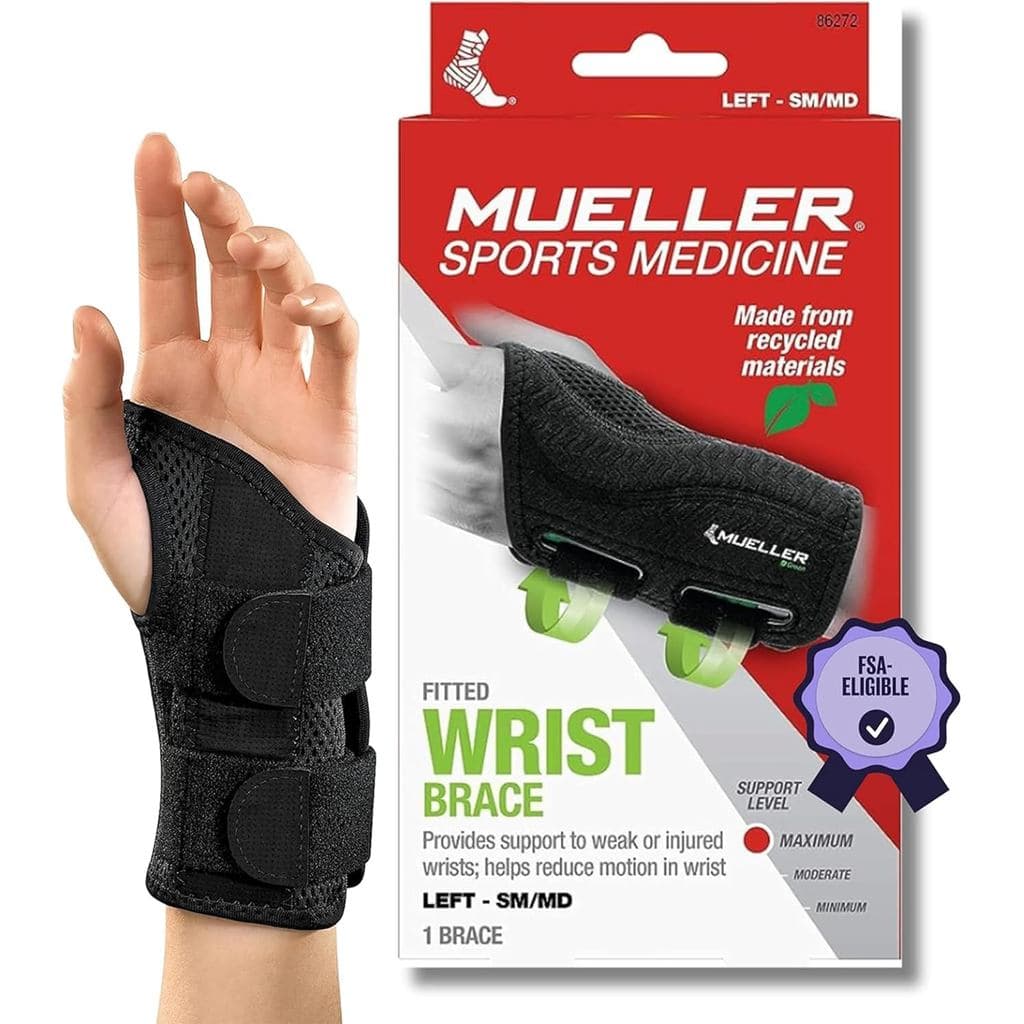 Suporte de Pulso Mueller Sports para Mão Direita, para Homens e Mulheres, Ideal para Síndrome do Túnel Cárpico, Tendinit