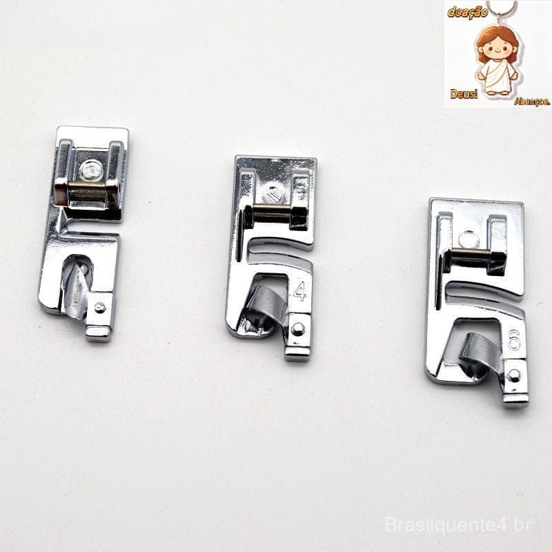 3 Peças 3mm , 4mm 6mm N Conjunto De Calcador De Bainha Enrolada Para Costura Acessórios Máquinas De Novo